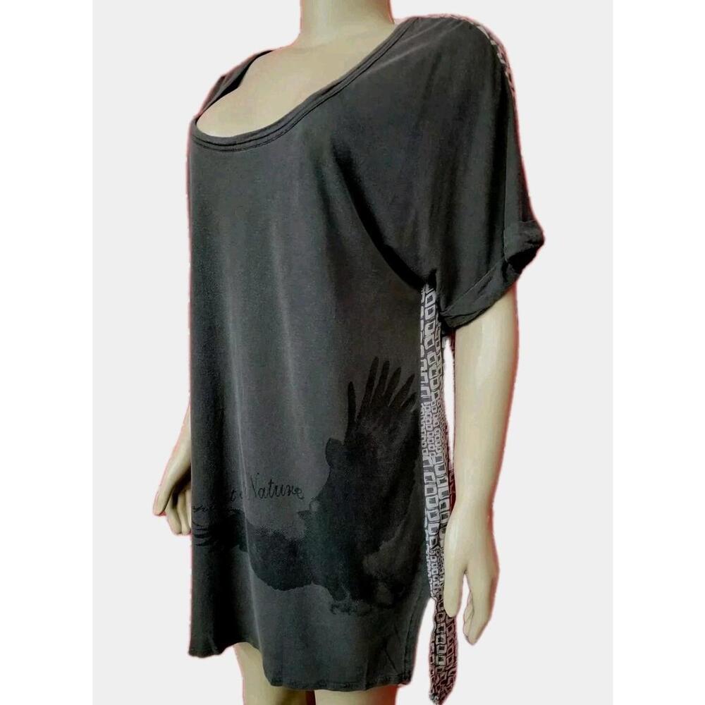 4 LOVE And LIBERTY Johnny Was Mixed material Tank shirt Dress L Washed gray #11